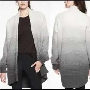 Athleta Lucca Ombré Gray Cashmere Wool‎ Cardigan Small Balloon Sleeve